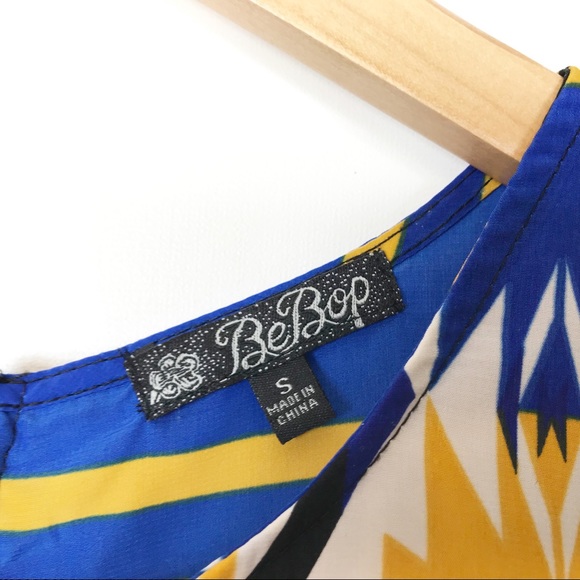 BeBop Aztec/Tribal Print Blue/Yellow Dress - S - Picture 3 of 4
